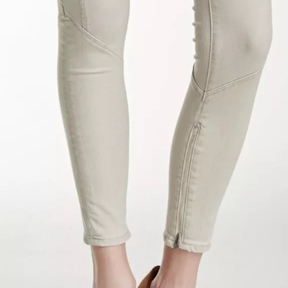 AG Adriano goldschmied The Reagan paneled zipper skinny ivory tan size 27 - Picture 6 of 11